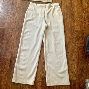 Aritzia Babaton Wool-Blend Straight Leg Flat Front Trousers 32x30 Silver Beige
